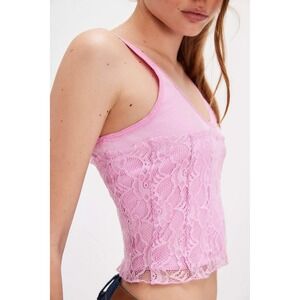 Free People Cosette Corset Reversible Lace Overlay Tank Large